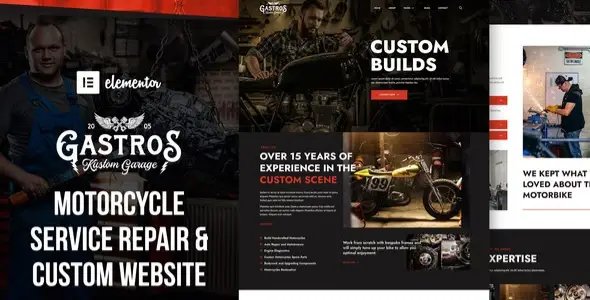 Gastros Garage – Motorcycle Service Repair Elementor Template Kit